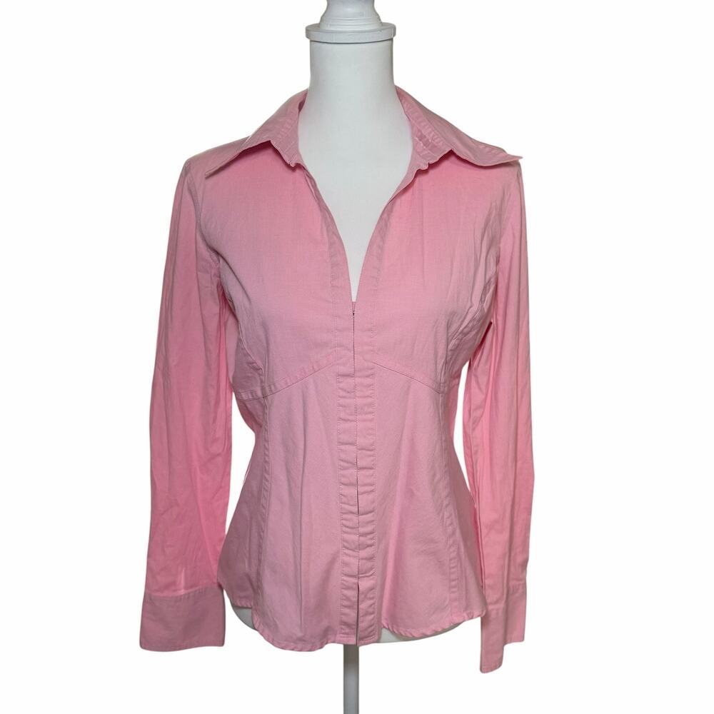 Vintage Y2K The Limited Pink Corset Style Collared Top Size Large